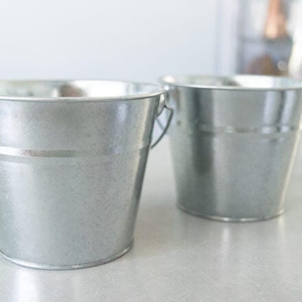 Two stainless steel buckets