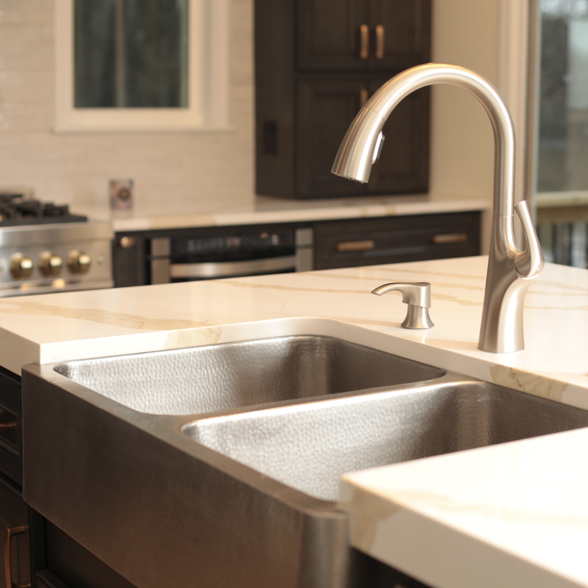 a double basin crafted stainless steel sink
