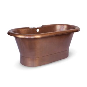 A hand hammered copper bath tub.