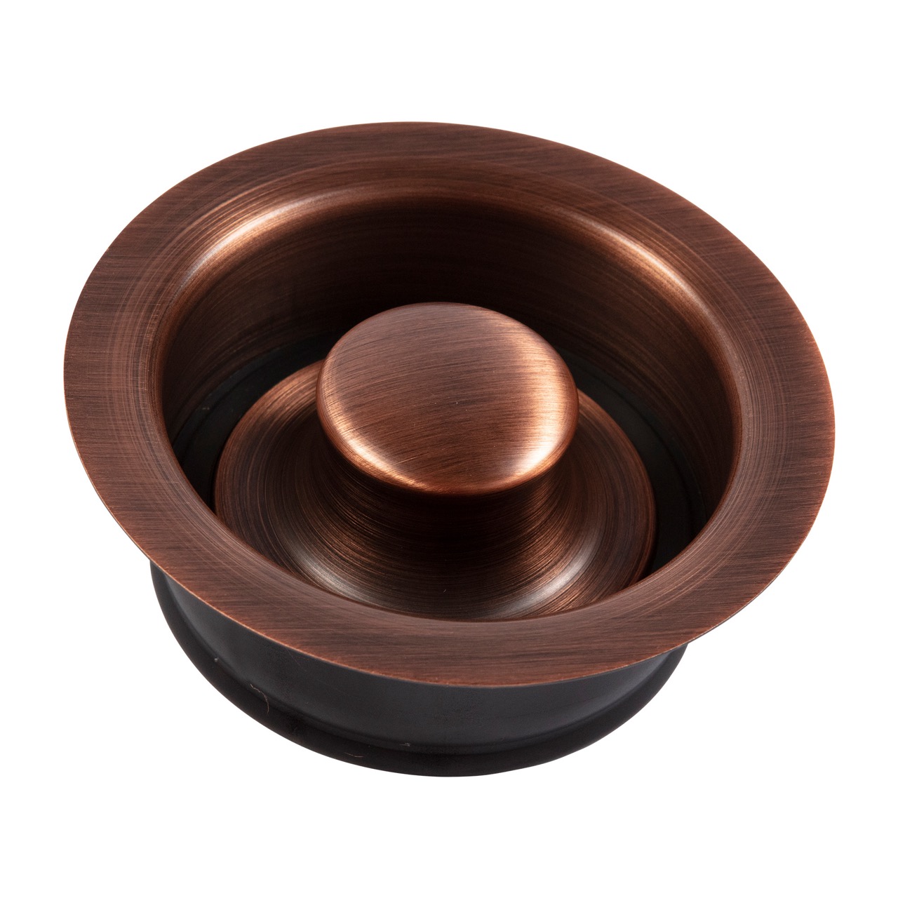 An antique brown kitchen sink disposal drain.