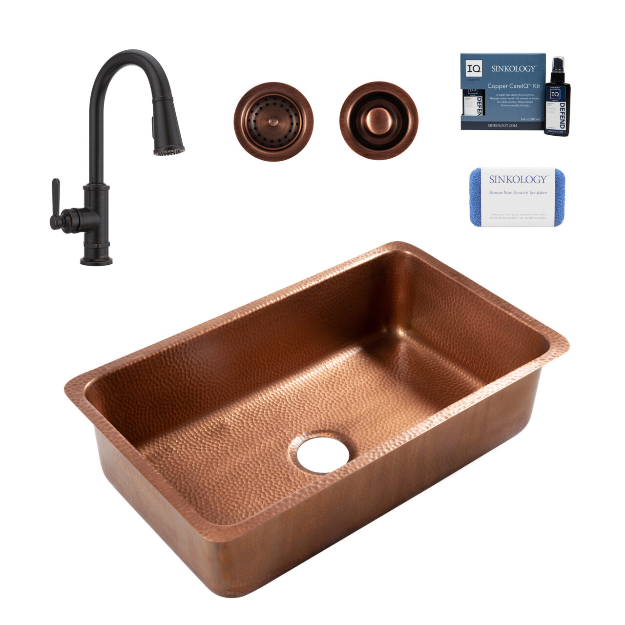 Orwell 30" Copper Sink with Bronze Port Haven Faucet