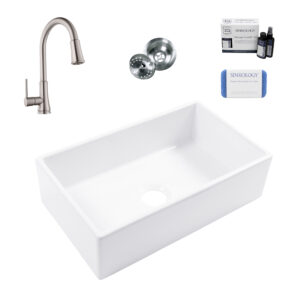 Turner 30" Fireclay Sink with Stainless Steel Pfirst Faucet