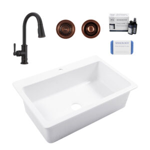 Jackson 33" Fireclay Sink (1 Hole) with Bronze Port Haven Faucet