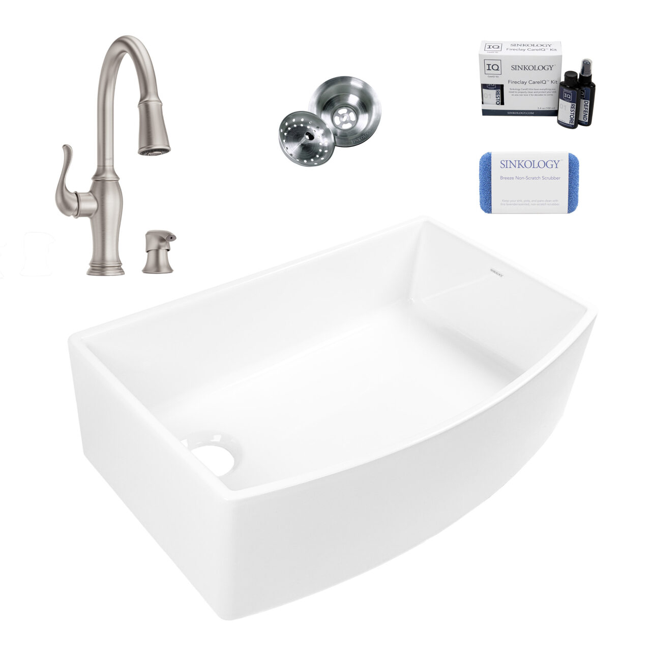Bradstreet II 33" Fireclay Bow Front Sink with Stainless Steel Maren Faucet