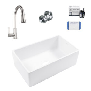 Austen 30" Fireclay Sink with Stainless Steel Pfirst Faucet