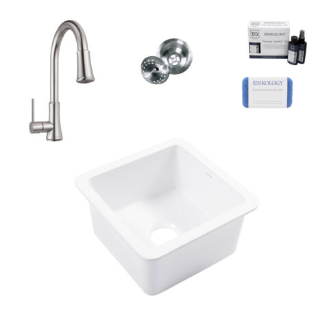 Eden 18" Fireclay Sink with Stainless Steel Pfirst Faucet