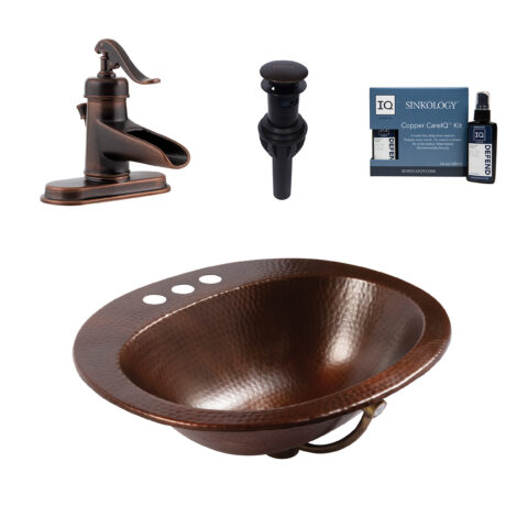 Seville copper bath sink with Pfister Ashfield faucet kit.