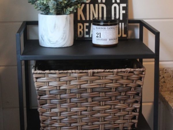 close up of farmhouse bathroom decor