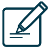 A pen writing on a piece of paper icon